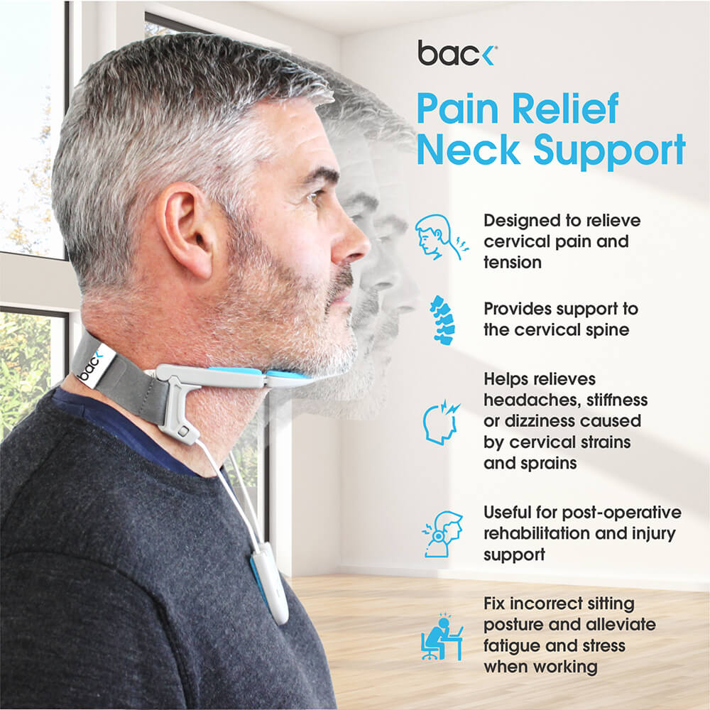 Sean wearing pain relief neck support 